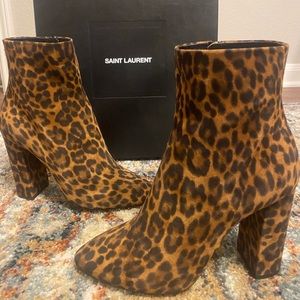 Saint Laurent Leopard Print Boots Size 39